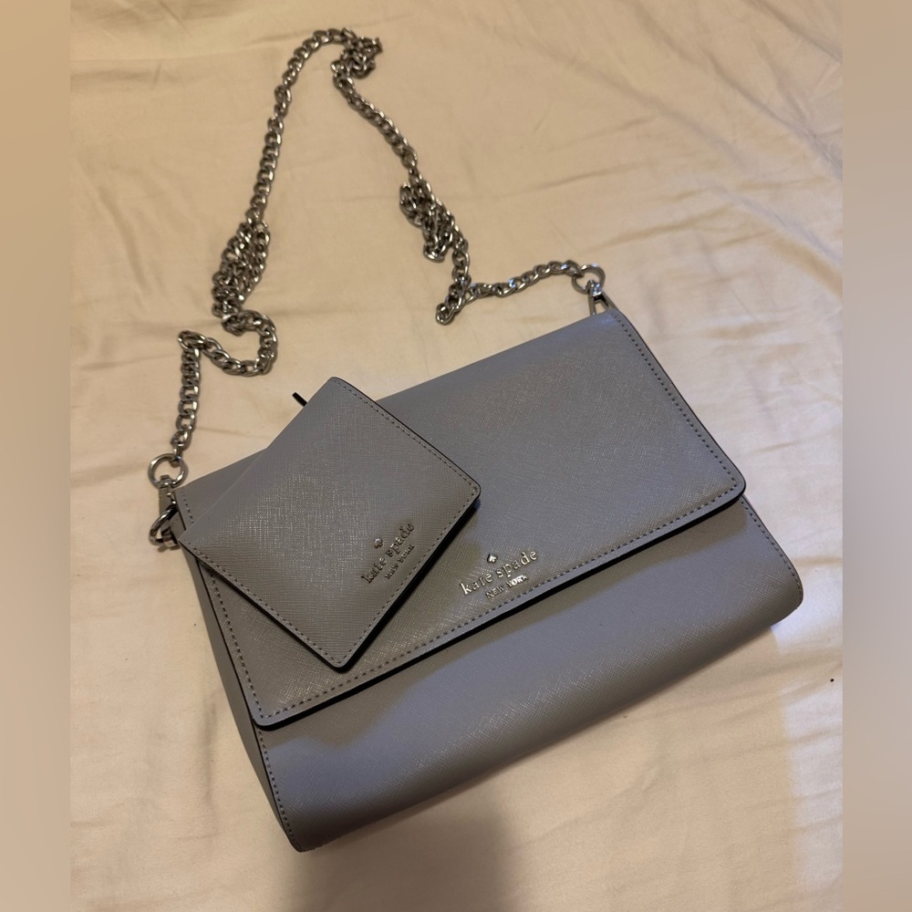 grey kate spade purse and wallet set